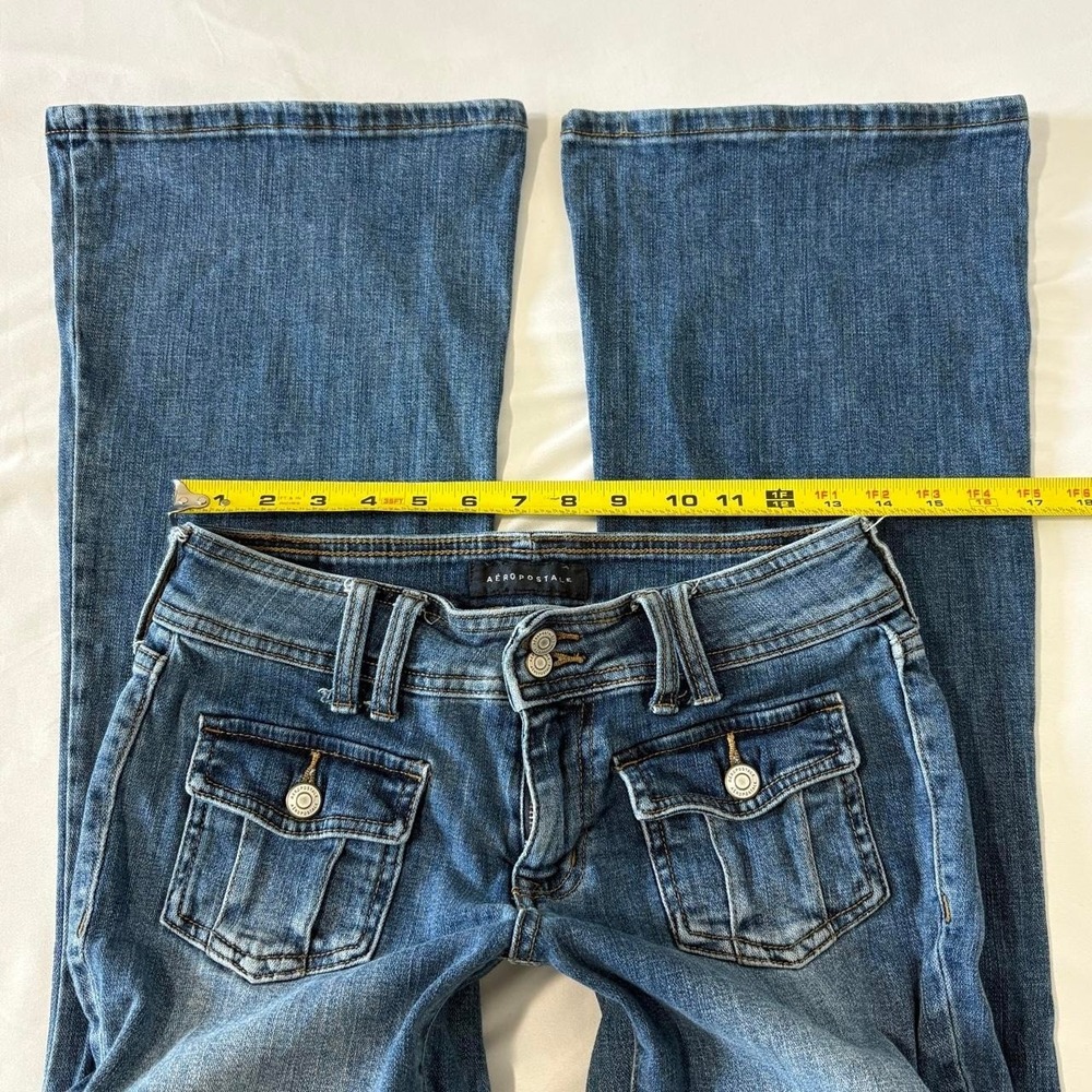 aeropostale low rise flare double button cargo flap pocket jeans y2k 2000 size 4 - Picture 5 of 8